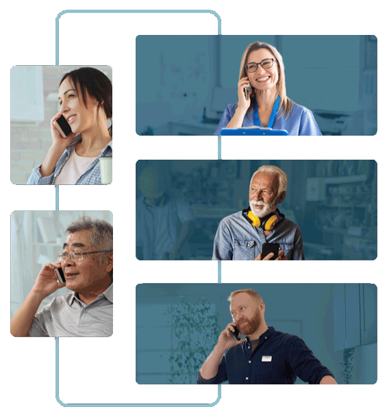 Collage of local service professionals including plumbers, electricians, and dentists